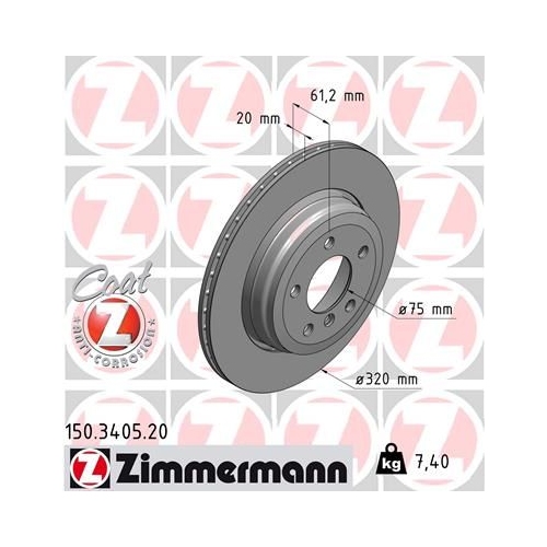 Zimmermann 2X Bremsscheibe Hinterachse Coat Z für Bmw Bmw (brilliance)