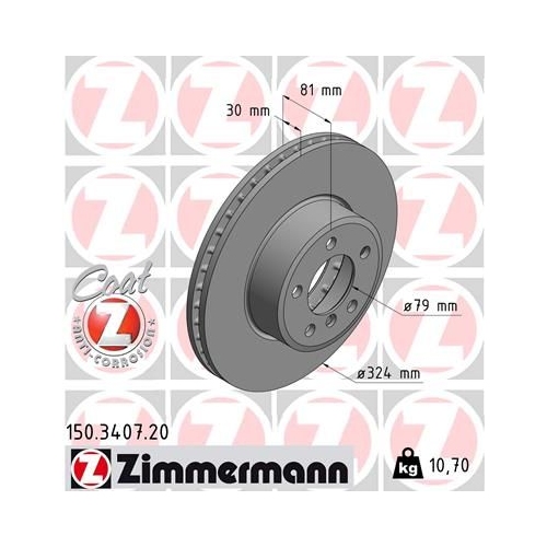 Zimmermann 1X Bremsscheibe Vorderachse Coat Z für Bmw