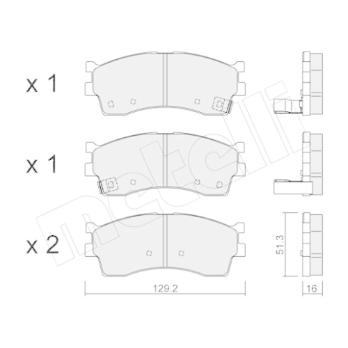 Bremsbelagsatz Scheibenbremse Metelli 22-0512-0 für Kia Vorderachse