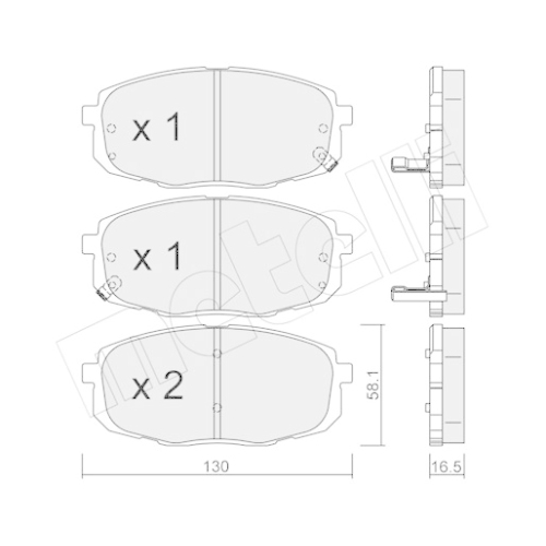 Bremsbelagsatz Scheibenbremse Metelli 22-0513-0 für Hyundai Kia Vorderachse