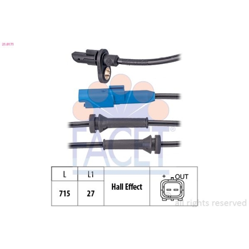 Sensor Raddrehzahl Facet 21.0171 Made In Italy - Oe Equivalent für Citroën DS