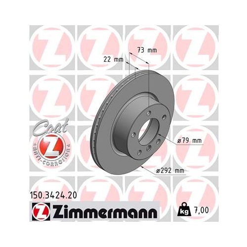 Zimmermann 2X Bremsscheibe Vorderachse Coat Z für Bmw Bmw (brilliance)