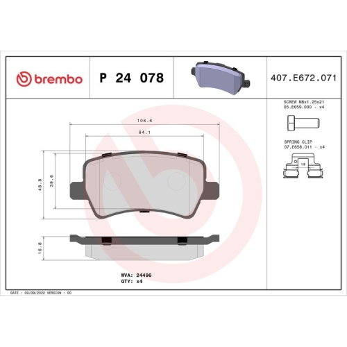 Bremsbelagsatz Scheibenbremse Brembo P24078 Prime Line für Ford Volvo Land Rover