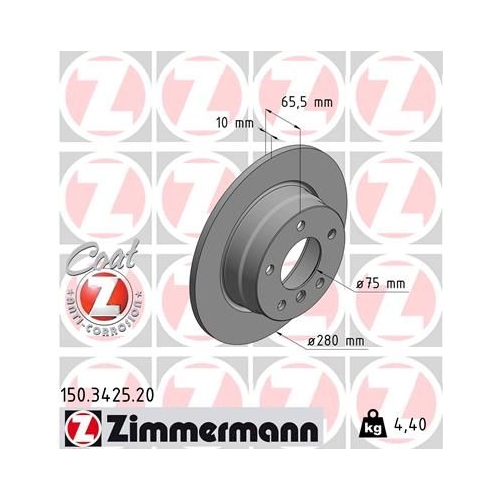 Zimmermann 2X Bremsscheibe Hinterachse Coat Z für Bmw