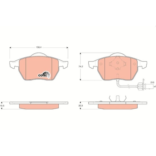 Bremsbelagsatz Scheibenbremse Trw GDB1440 Cotec für Ford Seat VW Vorderachse