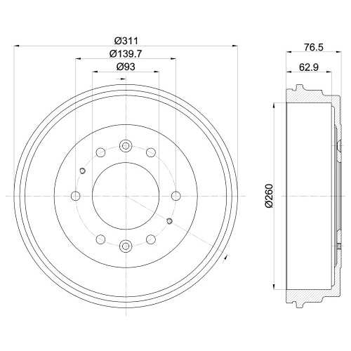 Tambour De Frein Hella Pagid 8DT 355 301-841 pour Kia