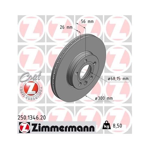 Zimmermann 2X Bremsscheibe Vorderachse Coat Z für Ford Vag