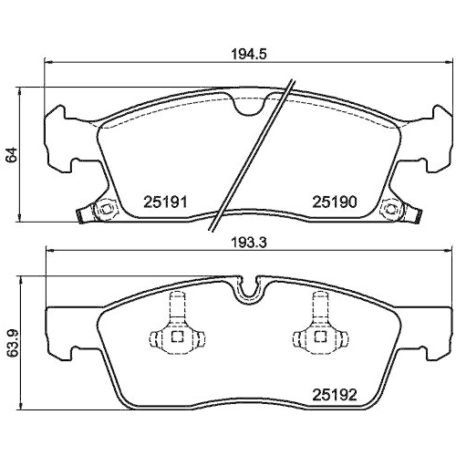 Bremsbelagsatz Scheibenbremse Hella Pagid 8DB 355 019-621 für Chrysler Jeep