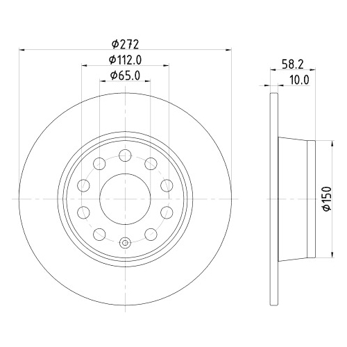 Hella Pagid 2X Bremsscheibe Hinterachse Pro für Audi Seat Skoda VW