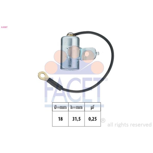 Kondensator Zündanlage Facet 0.0397 Made In Italy - Oe Equivalent für Renault