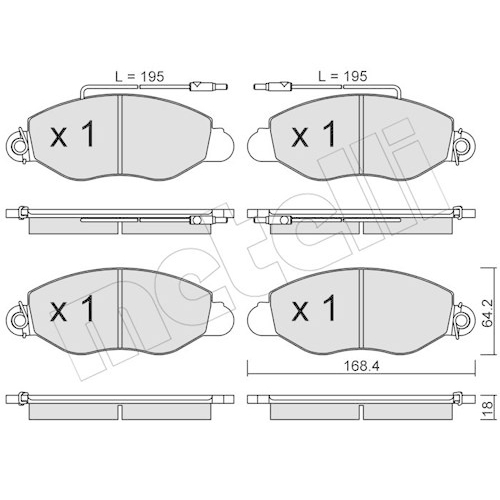 Bremsbelagsatz Scheibenbremse Metelli 22-0536-1 für Nissan Vorderachse