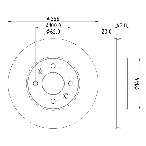 Hella Pagid 2X Bremsscheibe Vorderachse Pro für Kia