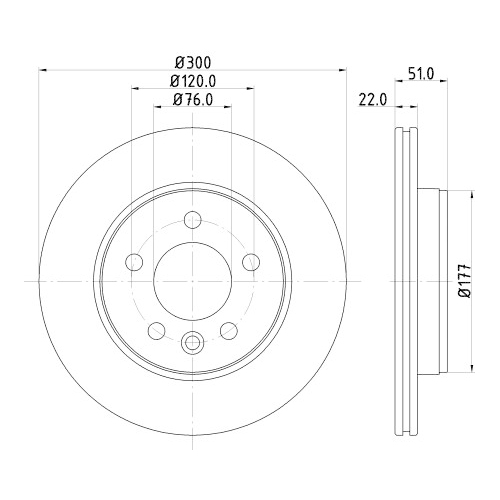 Hella Pagid 2X Bremsscheibe Pro für Audi Man Seat Skoda VW