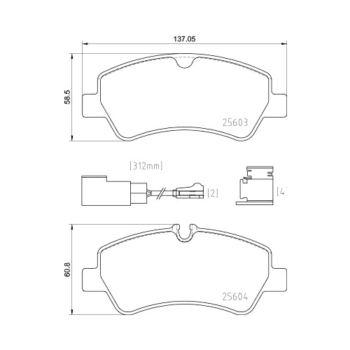 Bremsbelagsatz Scheibenbremse Hella Pagid 8DB 355 025-161 für Ford Hinterachse