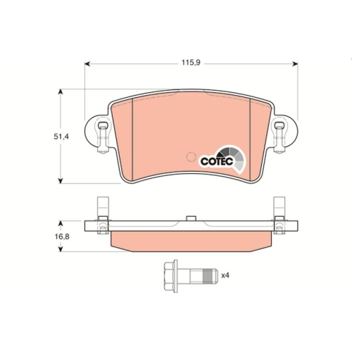 Bremsbelagsatz Scheibenbremse Trw GDB1470 Cotec für Nissan Opel Renault Vauxhall