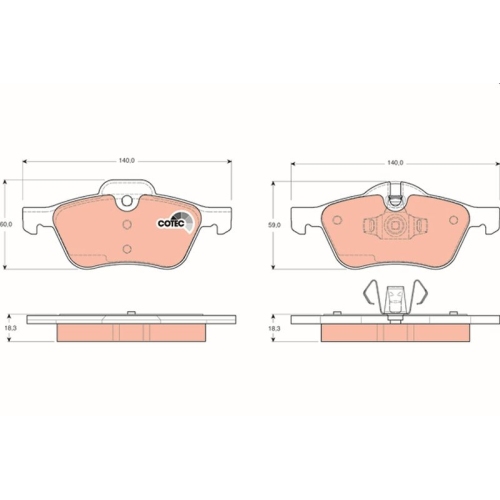 Bremsbelagsatz Scheibenbremse Trw GDB1476 Cotec für Bmw Mini Vorderachse