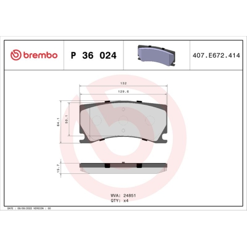 Bremsbelagsatz Scheibenbremse Brembo P36024 Prime Line für Jaguar Peugeot