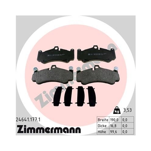 Bremsbelagsatz Scheibenbremse Zimmermann 24641.177.1 für Porsche Vorderachse