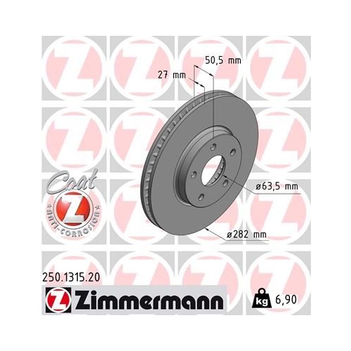 Zimmermann 2X Bremsscheibe Vorderachse Coat Z für Ford