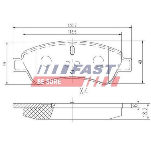 Bremsbelagsatz Scheibenbremse Fast FT29519 für Citroën Peugeot Vorderachse