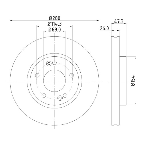 Hella Pagid 2X Bremsscheibe Vorderachse Pro für Hyundai Kia Jac