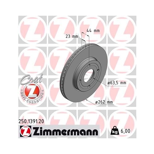 Zimmermann 2X Bremsscheibe Vorderachse Coat Z für Ford