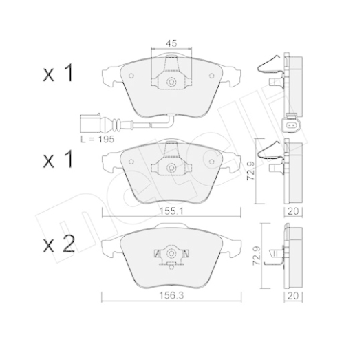 Bremsbelagsatz Scheibenbremse Metelli 22-0549-2 für Audi Seat Skoda VW