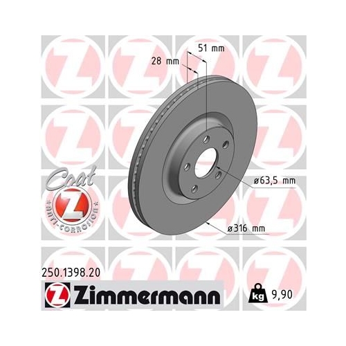 Zimmermann 2X Bremsscheibe Vorderachse Coat Z für Ford