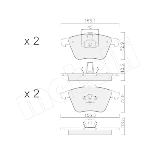 Bremsbelagsatz Scheibenbremse Metelli 22-0549-3 für Ford Mazda Opel Saab Volvo