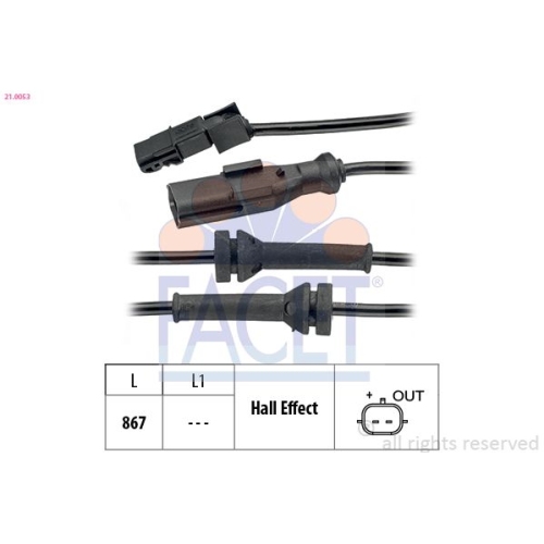 Sensor Raddrehzahl Facet 21.0053 Made In Italy - Oe Equivalent für Renault