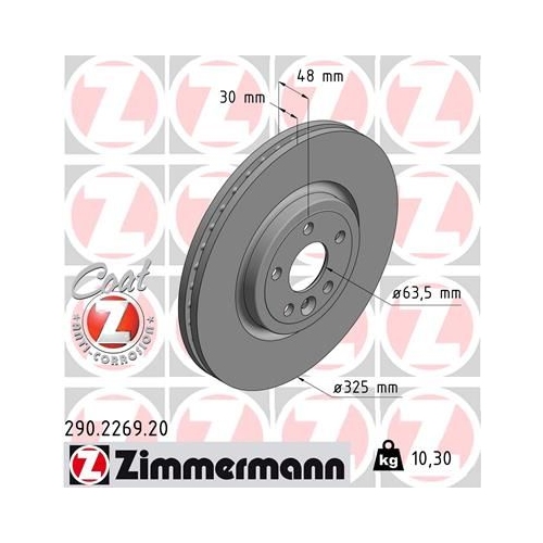 Zimmermann 2X Bremsscheibe Coat Z für Jaguar Land Rover Jaguar (chery)