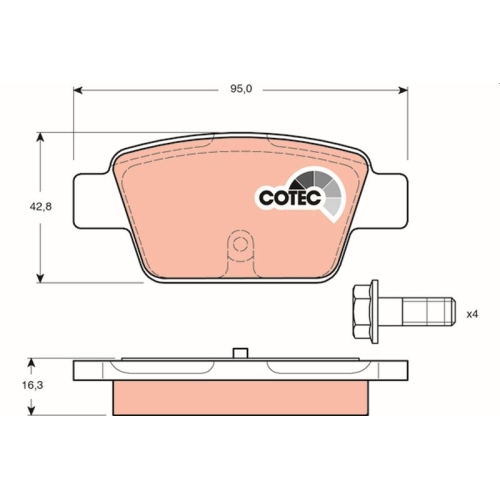 Bremsbelagsatz Scheibenbremse Trw GDB1485 Cotec für Alfa Romeo Fiat Lancia