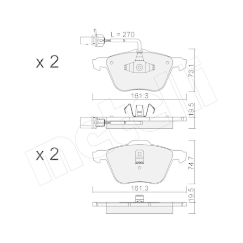 Bremsbelagsatz Scheibenbremse Metelli 22-0551-0 für Ford Seat VW Vorderachse