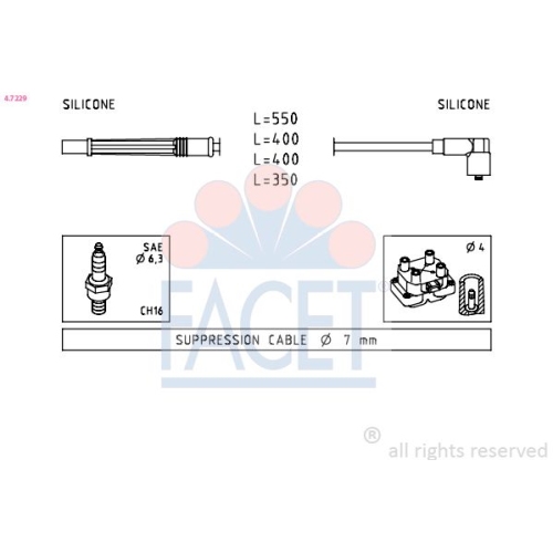 Zündleitungssatz Facet 4.7229 Made In Italy - Oe Equivalent für Renault