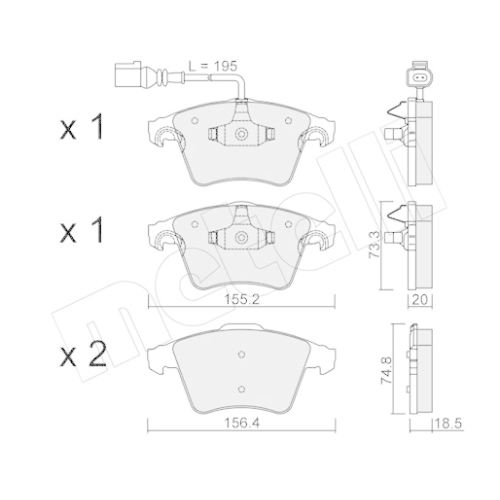 Bremsbelagsatz Scheibenbremse Metelli 22-0552-0 für VW Vorderachse