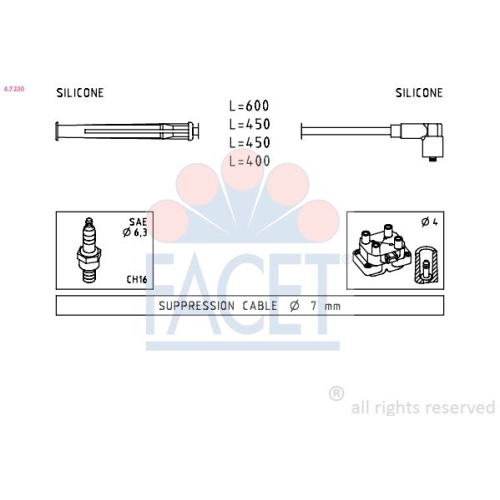 Zündleitungssatz Facet 4.7230 Made In Italy - Oe Equivalent für Nissan Renault