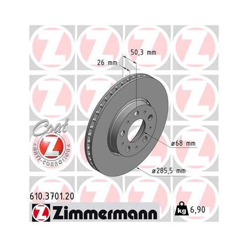 Zimmermann 2X Bremsscheibe Vorderachse Coat Z für Volvo