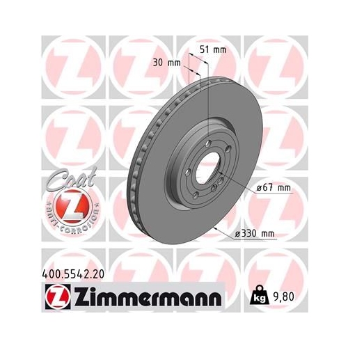 Zimmermann 2X Bremsscheibe Coat Z für Mercedes Benz