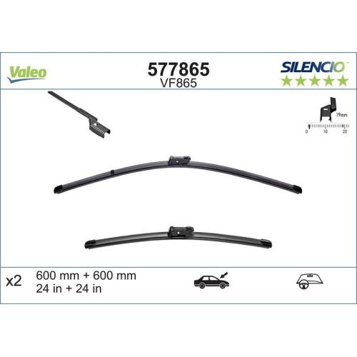 Wischblatt Valeo 577865 Silencio Flat Blade Set für Mercedes Benz Mercedes Benz