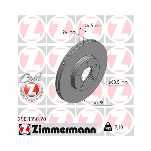 Zimmermann 2X Bremsscheibe Vorderachse Coat Z für Ford