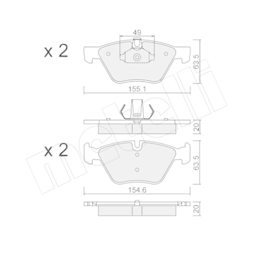 Bremsbelagsatz Scheibenbremse Metelli 22-0557-0 für Bmw Vorderachse