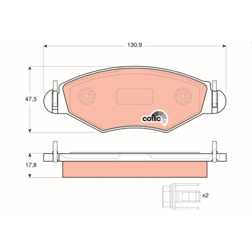 Bremsbelagsatz Scheibenbremse Trw GDB1500 Cotec für Citroën Peugeot Vorderachse