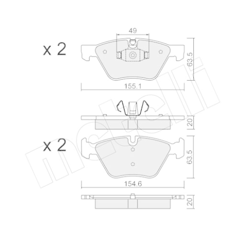 Bremsbelagsatz Scheibenbremse Metelli 22-0557-5 für Bmw Vorderachse