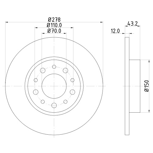 Hella Pagid 2X Bremsscheibe Hinterachse Pro für Alfa Romeo