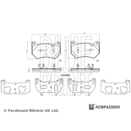 Bremsbelagsatz Scheibenbremse Blue Print ADBP420069 für Audi Vorderachse