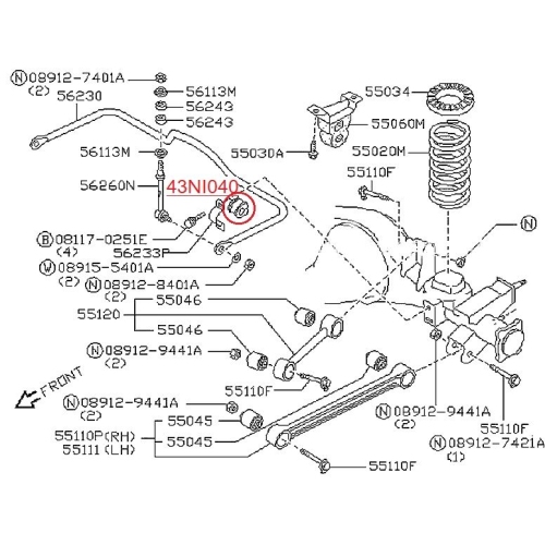 Lagerbuchse Stabilisator Red-line 43NI040 für Ford Nissan Hinterachse