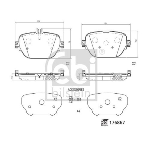 Bremsbelagsatz Scheibenbremse Febi Bilstein 176867 für Mercedes Benz Hinterachse