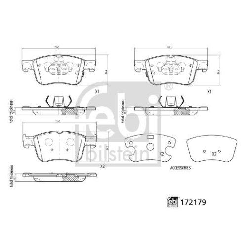 Bremsbelagsatz Scheibenbremse Febi Bilstein 172179 für Ford Ford Motor Company