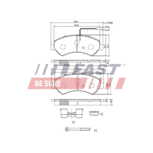 Bremsbelagsatz Scheibenbremse Fast FT29152 für Citroën Fiat Peugeot Vorderachse