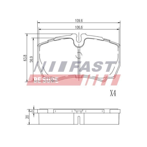 Bremsbelagsatz Scheibenbremse Fast FT29092 für Iveco Ford Hinterachse